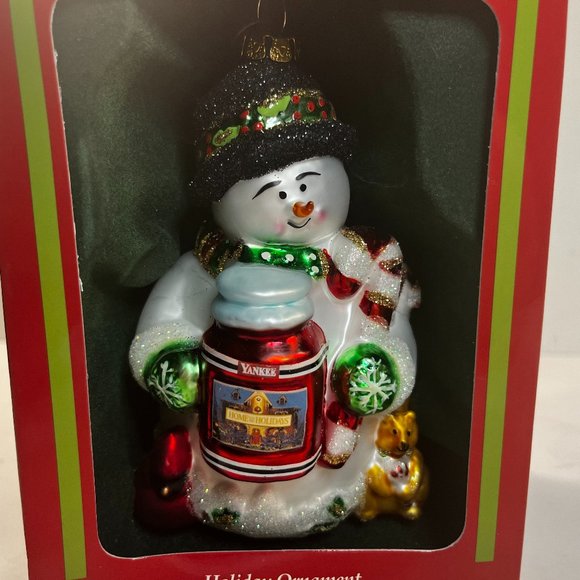 Yankee Candle Snowman Christmas Ornament Christopher Snowbrite Hand Blown Glass - Picture 1 of 3